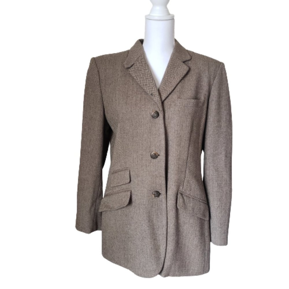 LAUREN RALPH LAUREN 100% Lambswool Tweed Blazer Jacket